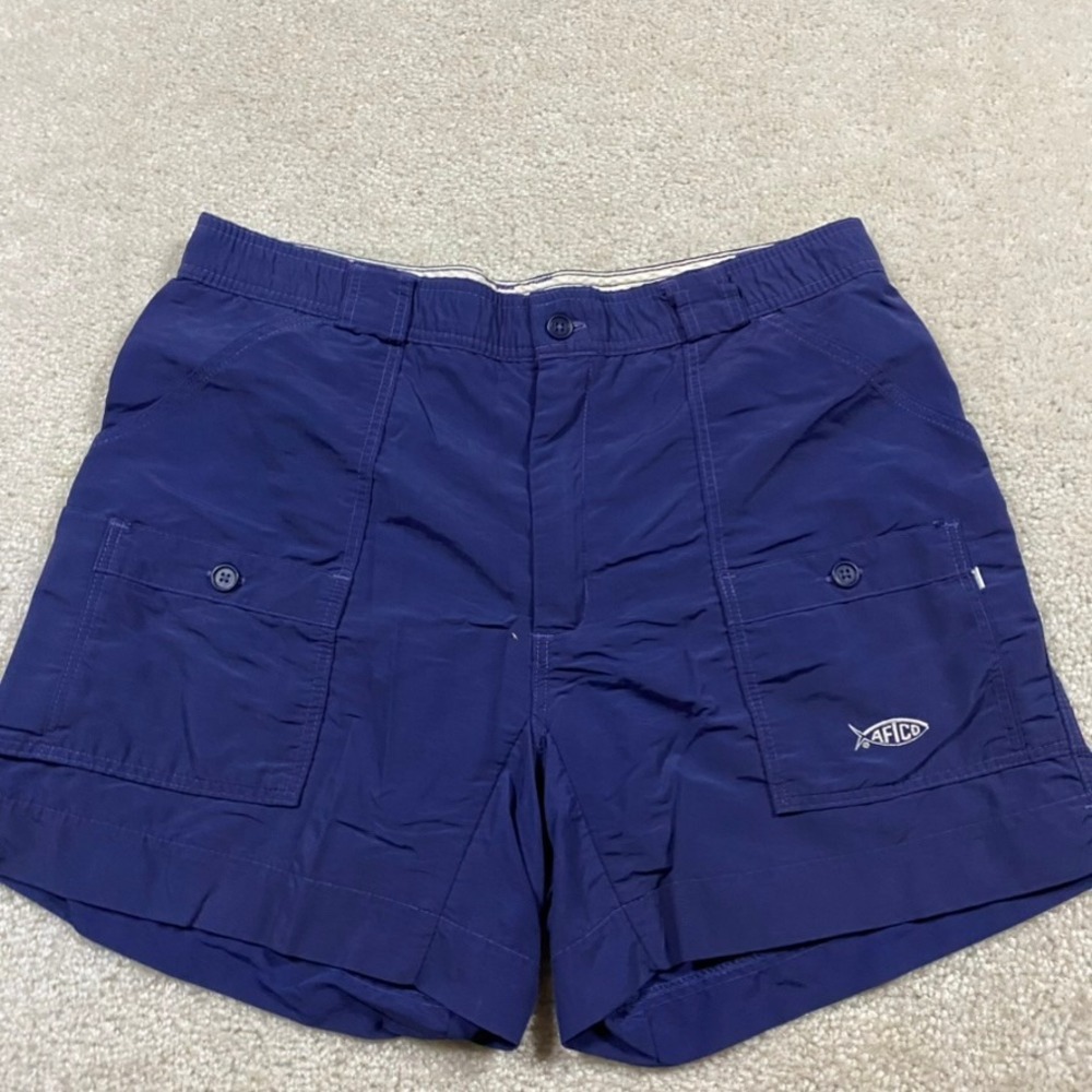 VTG AFTCO Shorts Mens 32 Bluewater Wear M01 Fishing Blue Nylon Outdoor